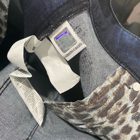 Roberto Cavalli Coated Dark Blue Black Skinny Jeans Size 6 - Picture 8 of 12
